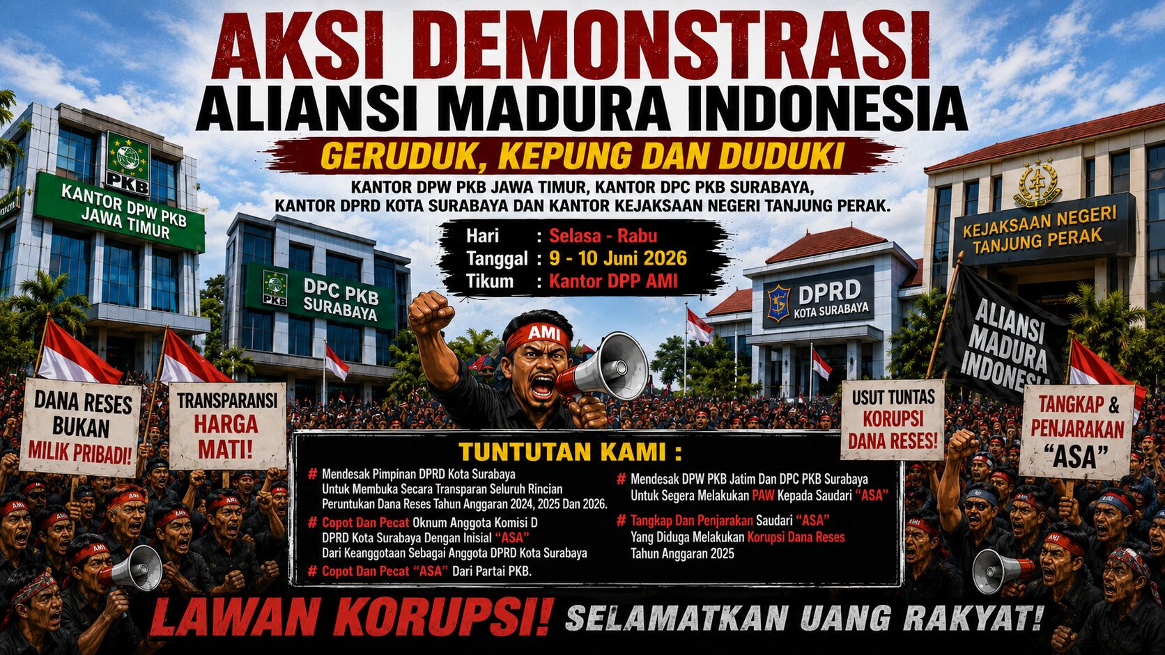 AMI Siapkan Aksi ke DPRD Surabaya dan Kantor PKB, Desak Dugaan Dana Reses Diusut Transparan