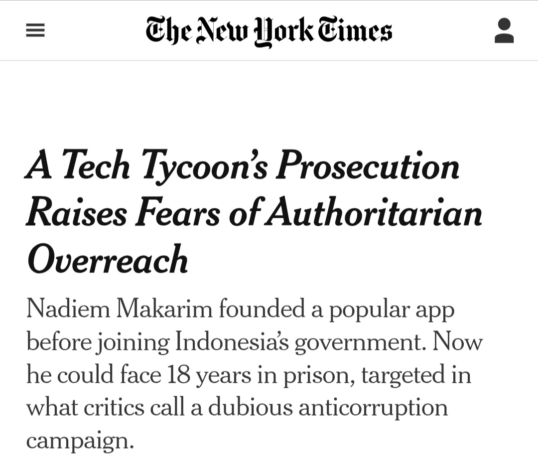 Media Asing The New York Times ikut soroti kasus Nadiem Makarin (Foto: tangkapan layar, Newstujuh.id)