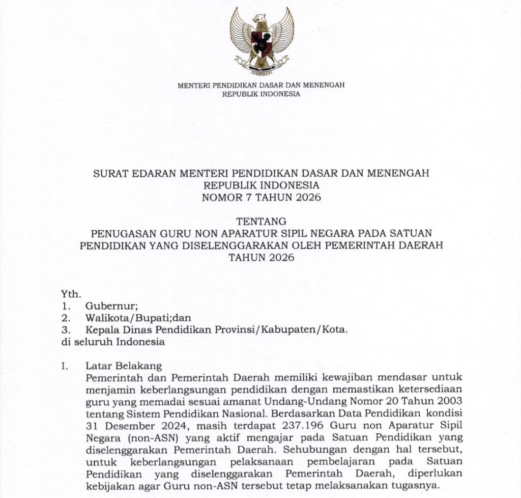 Surat Edaran Nomor 7 Tahun 2026 (Foto: Newstujuh.id)
