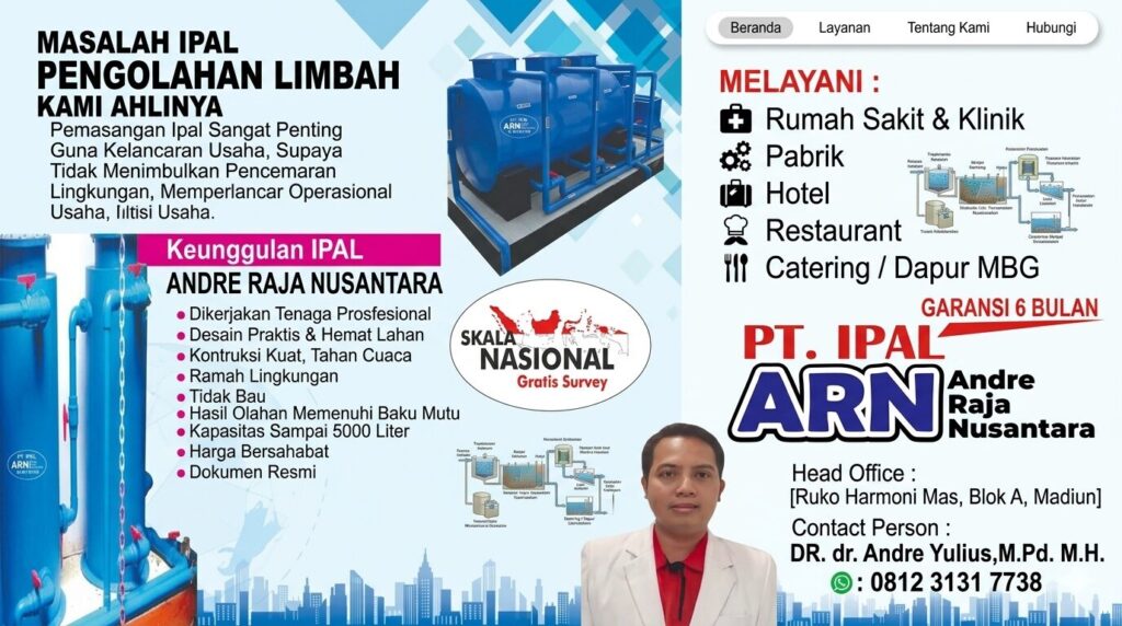 PT IPAL ARN Sidoarjo menghadirkan sistem IPAL modern untuk industri, rumah sakit, hotel, dan usaha lain guna mendukung pengolahan limbah sesuai regulasi. (NewsTujuh.id)